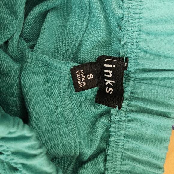 Links Womens 2pc Capri Set Green White Pull On Stretch Pockets Soft Knit Sz S - Picture 13 of 16